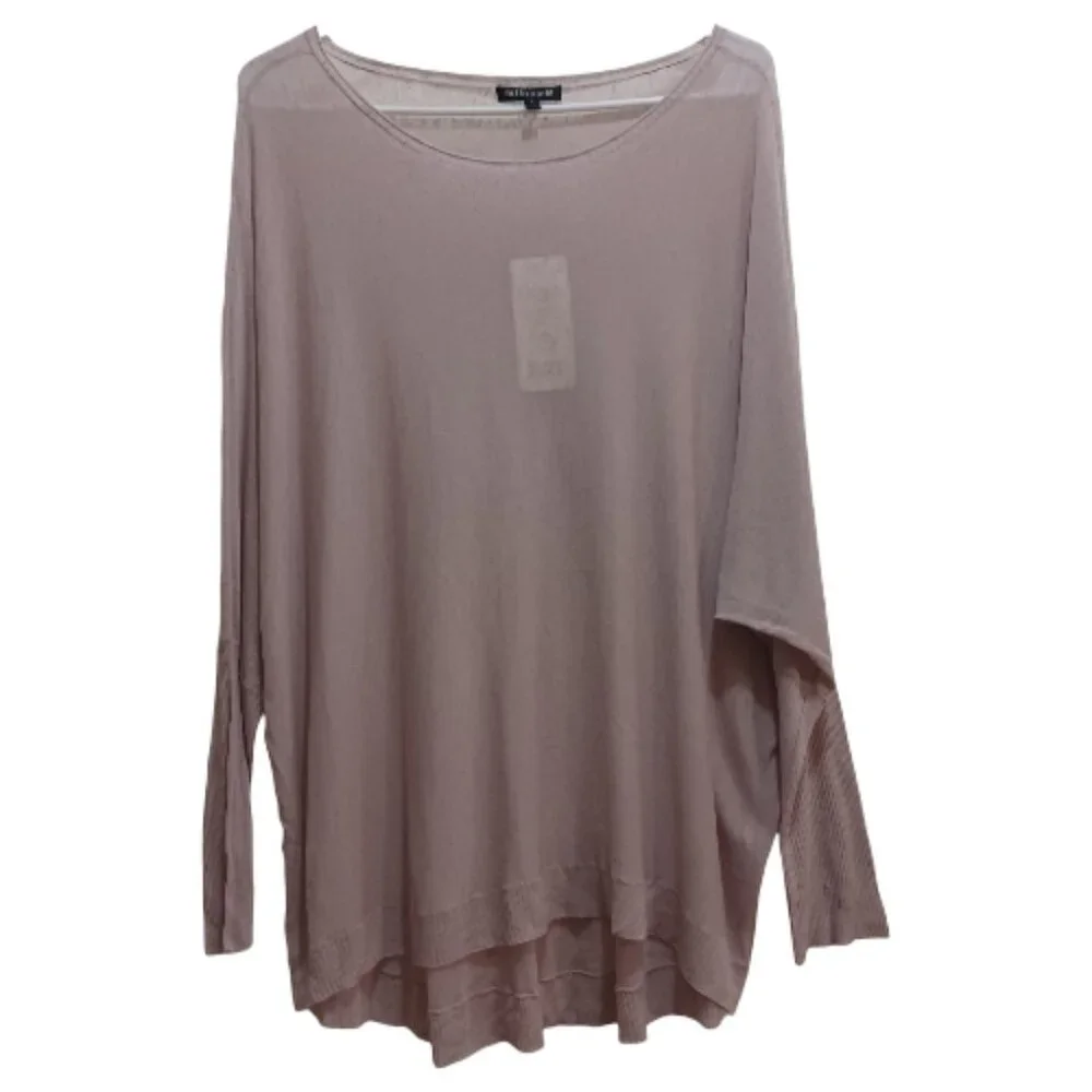 Eileen Fisher Sheer Viscose Linen Light Muted Pink Pullover Sweater Size L - Picture 2 of 7